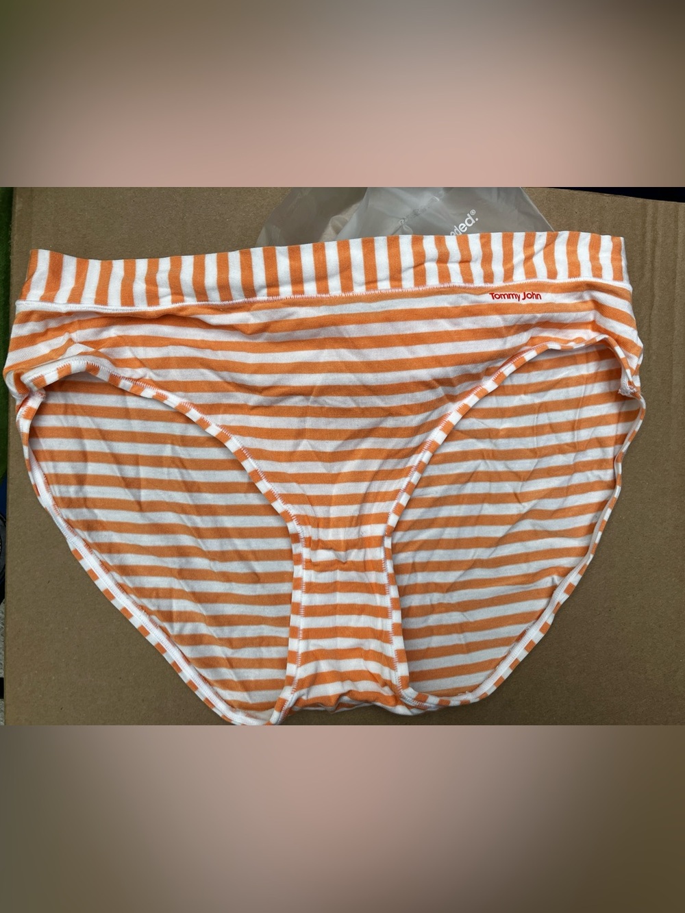 Tommy John NWT Orange and White Striped Brief Underwear Panty